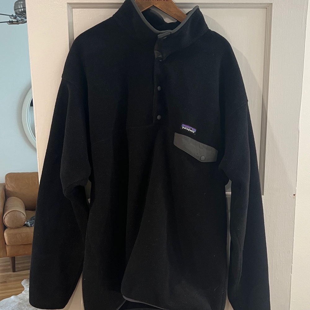 Patagonia XXL synchilla fleece pullover snap black